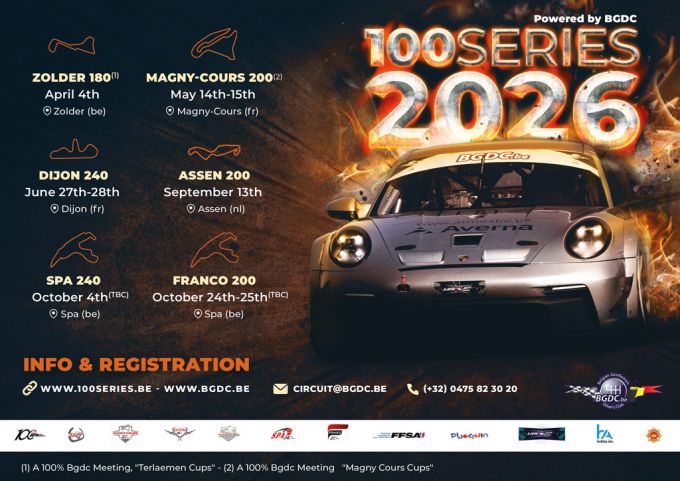 100 series by BGDC kalender 2026 overzicht