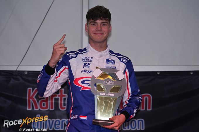 podium Ryan de Jong kampioen in de 125cc schakelkarts